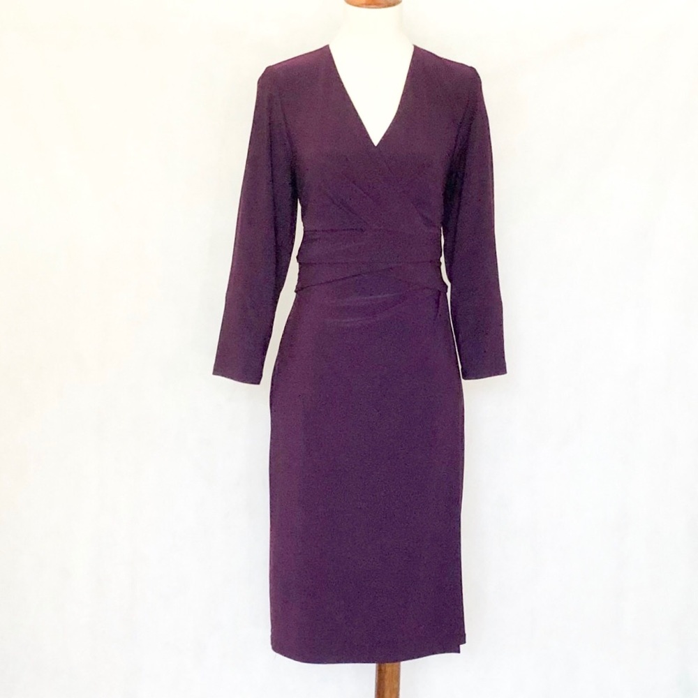 Lauren Ralph Lauren Eggplant Faux Wrap Dress